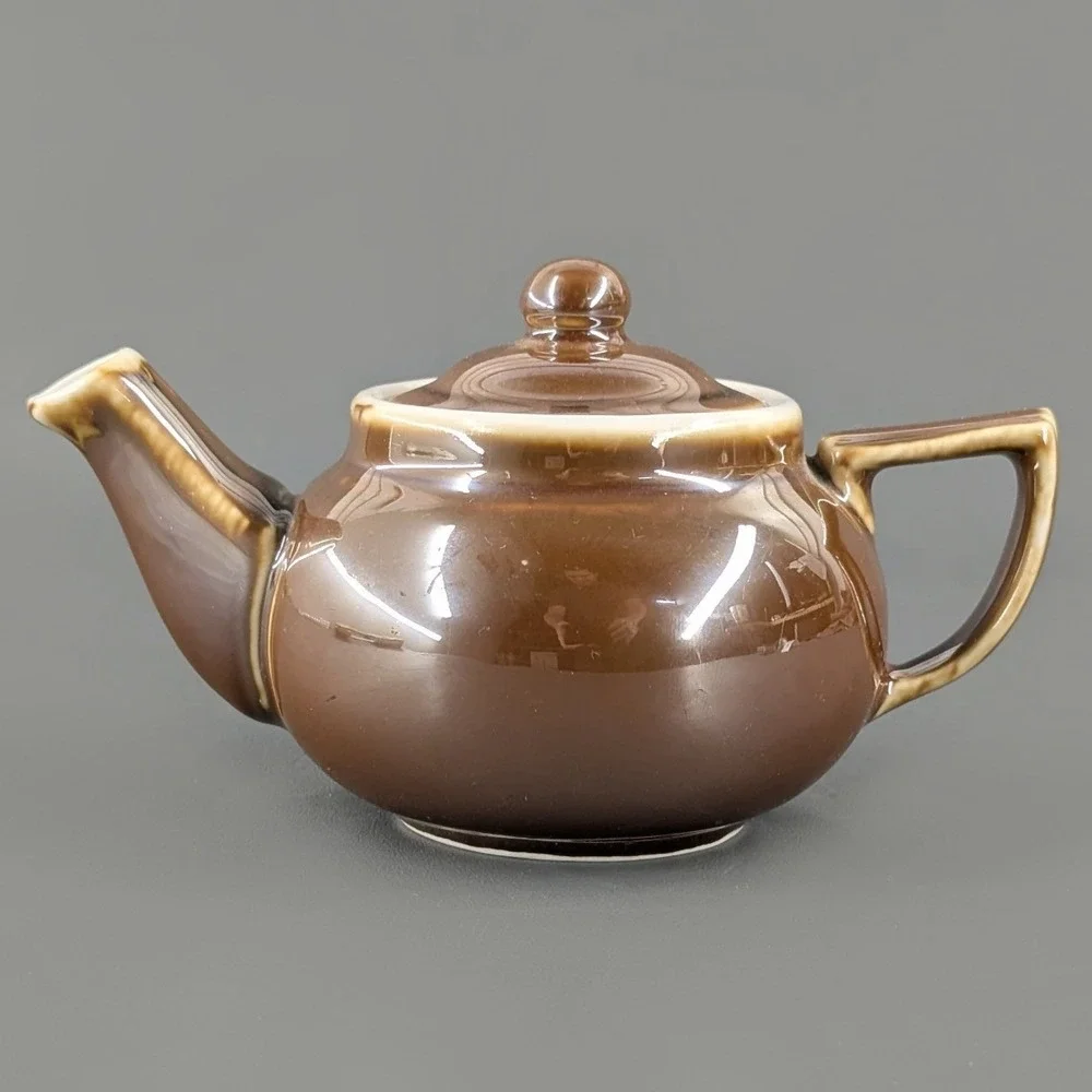 Fraunfelter China Brown Glazed Ceramic Teapot with Lid Model 300 Vintage